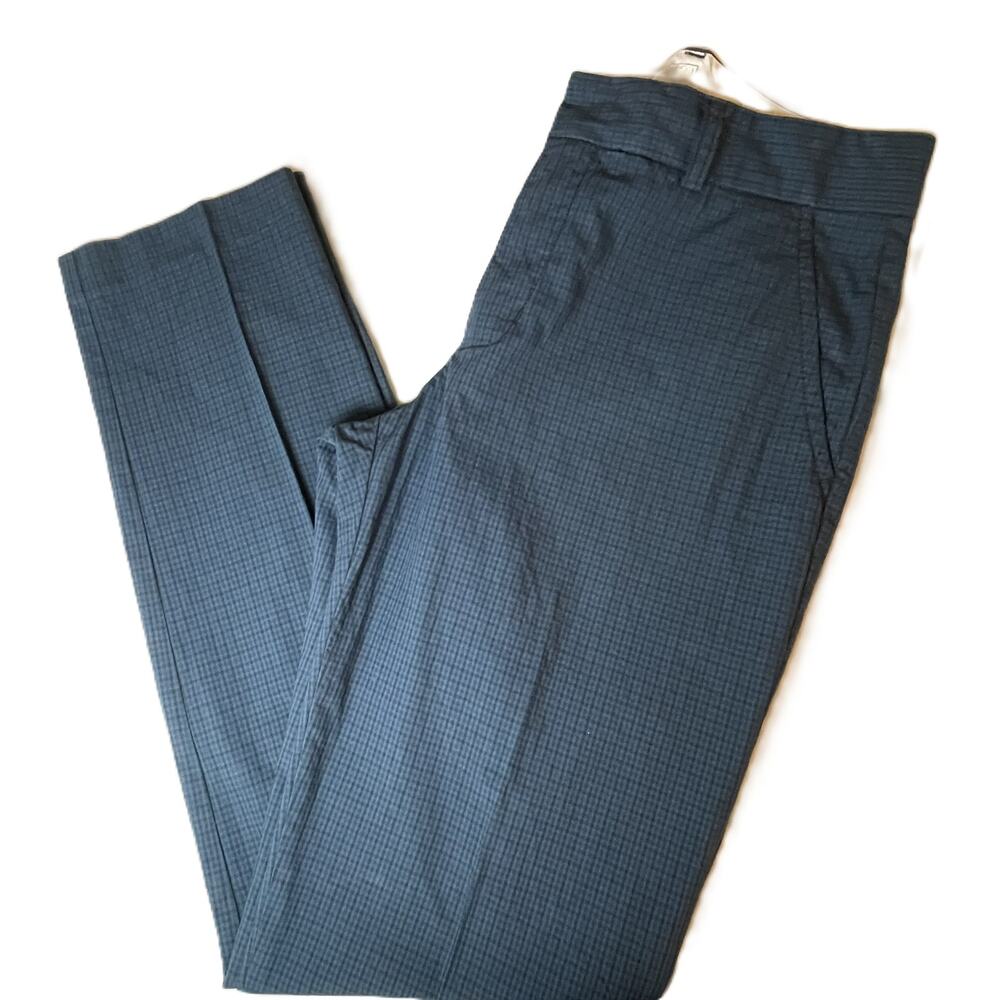 Mr Turk 30 Slim Fit Pants Blue‎ Grid Check Cotton Stretch Preppy USA Made